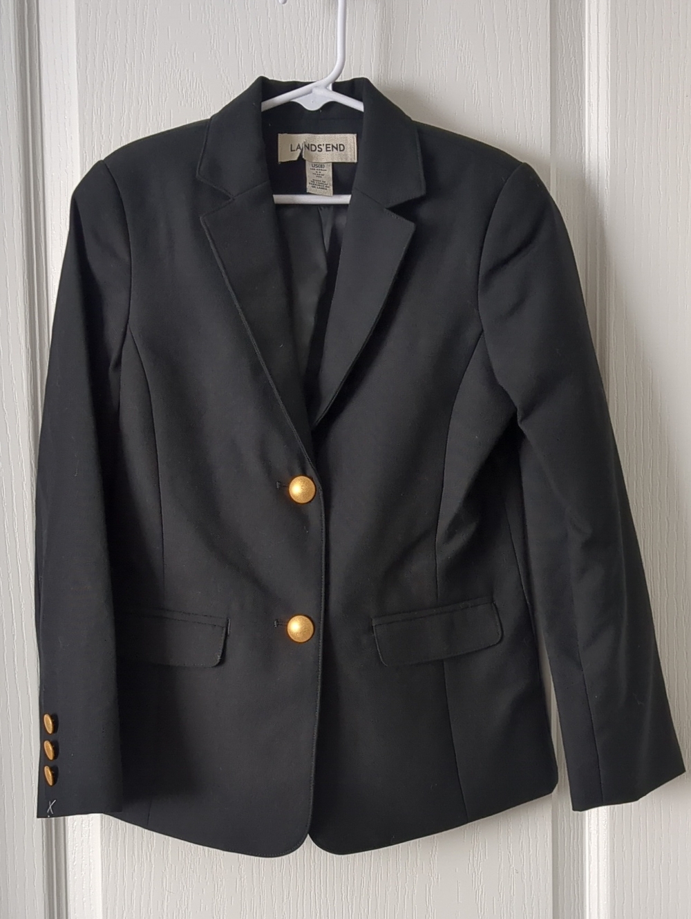 Lands' End Black Blazer with Gold Buttons